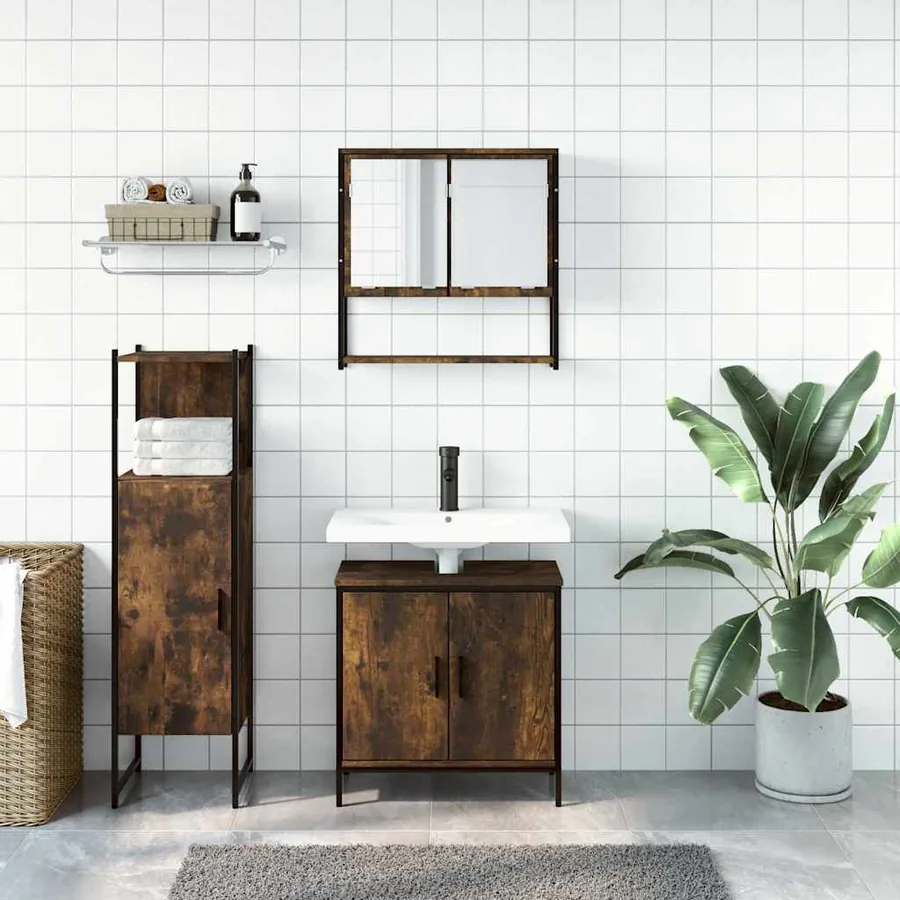 Ensemble de meubles de salle de bain 3 pcs Chêne fumé - 3