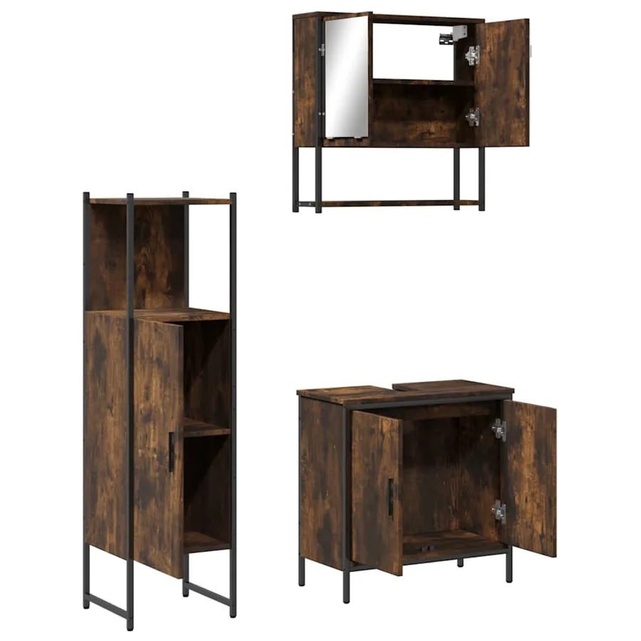 Ensemble de meubles de salle de bain 3 pcs Chêne fumé - 5