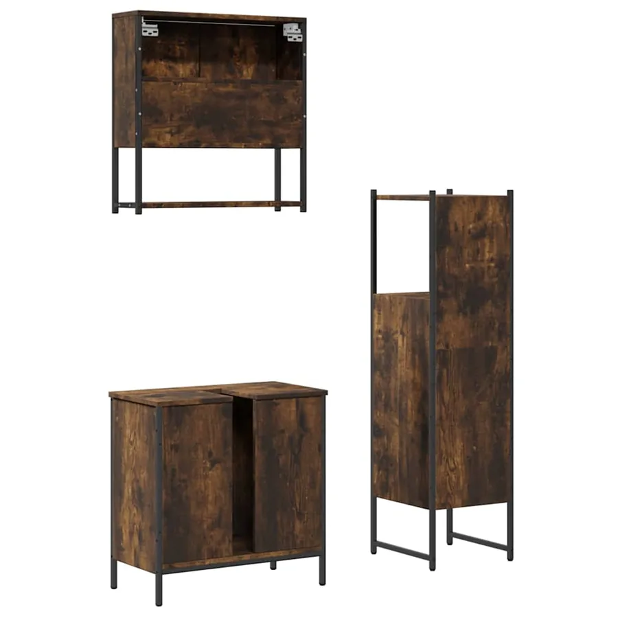 Ensemble de meubles de salle de bain 3 pcs Chêne fumé - 8