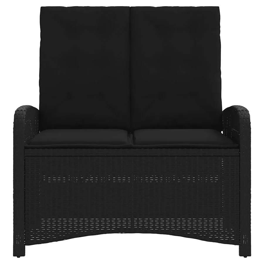 Banc inclinable de jardin avec coussins noir résine tressée - 3