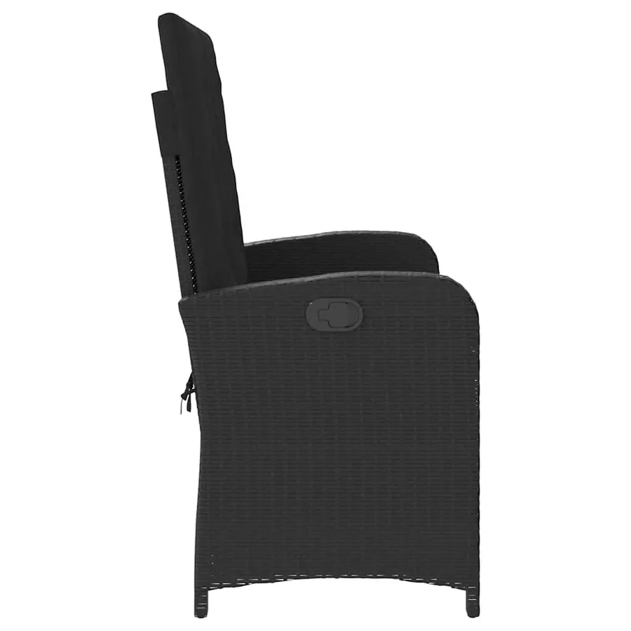 Banc inclinable de jardin avec coussins noir résine tressée - 4