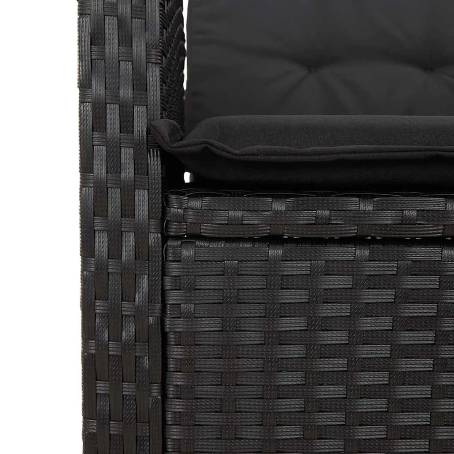Banc inclinable de jardin avec coussins noir résine tressée - 7