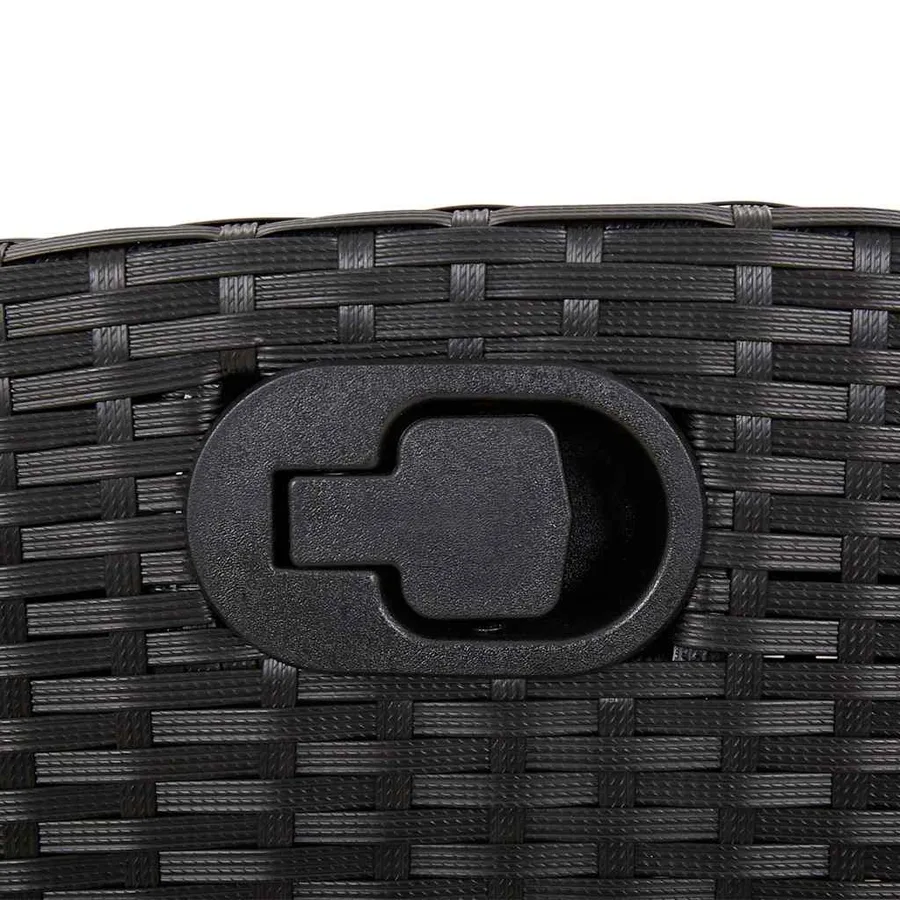 Banc inclinable de jardin avec coussins noir résine tressée - 8