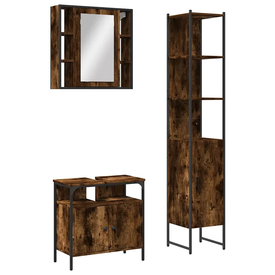 Ensemble d'armoires de salle de bain 3 pcs chêne fumé - 2