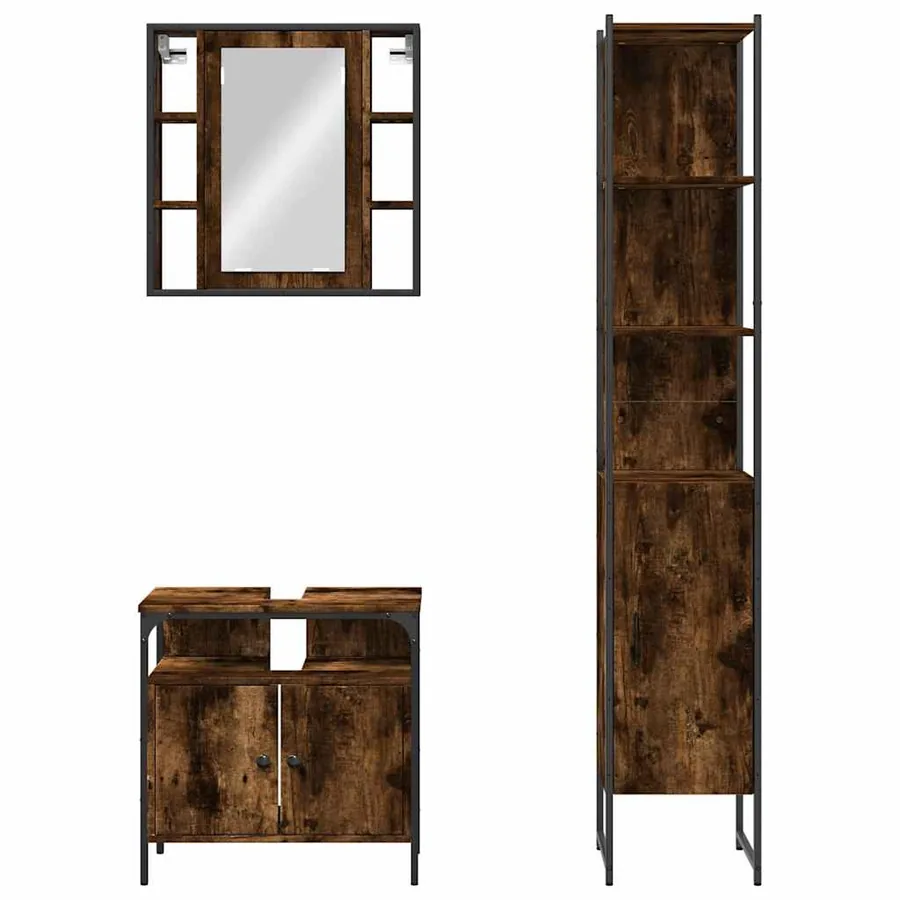Ensemble d'armoires de salle de bain 3 pcs chêne fumé - 6