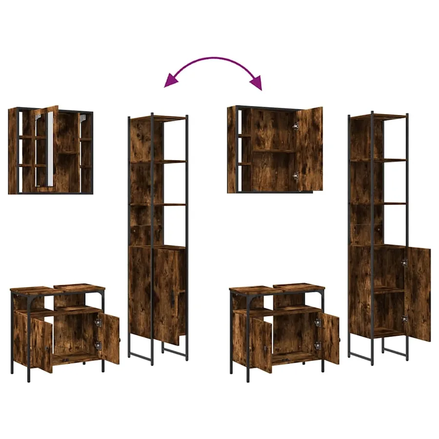 Ensemble d'armoires de salle de bain 3 pcs chêne fumé - 9