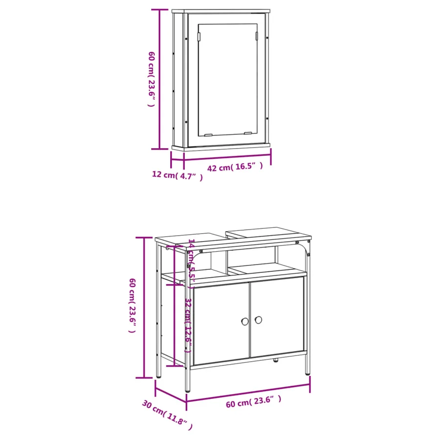 Ensemble de meubles de salle de bain 2 pcs Chêne fumé - 13