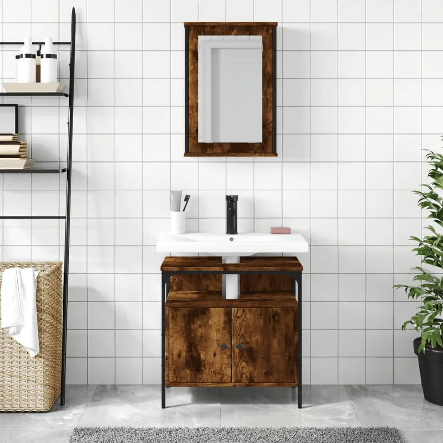 Ensemble de meubles de salle de bain 2 pcs Chêne fumé - 3