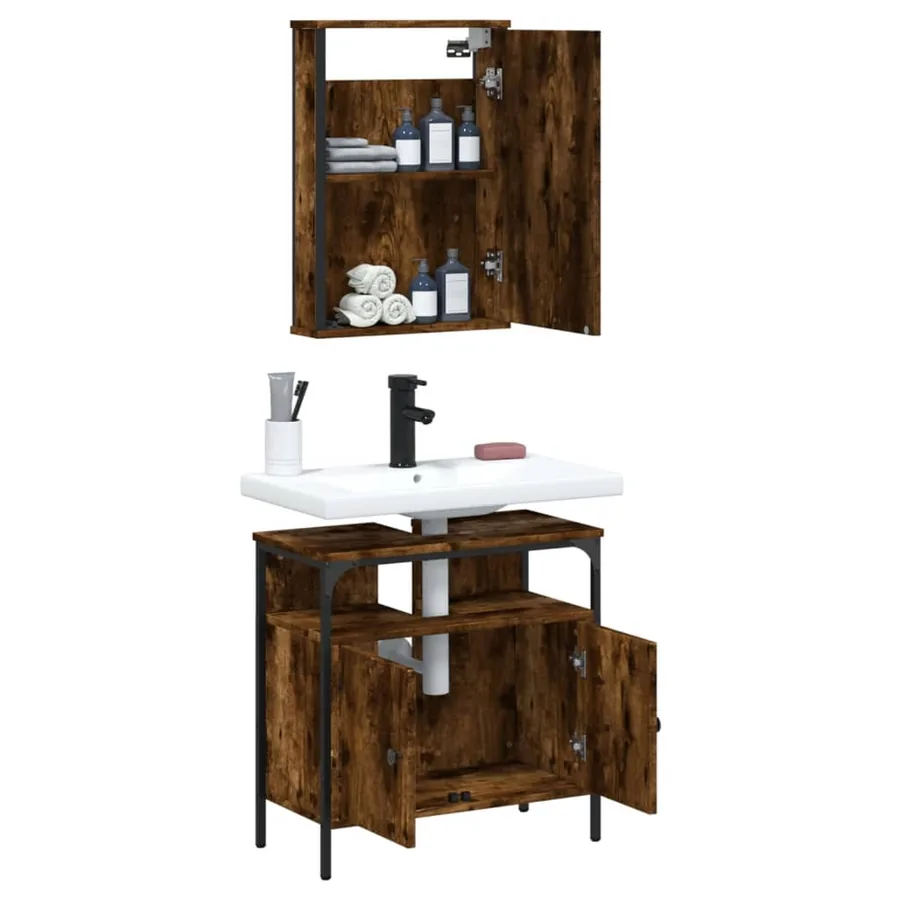 Ensemble de meubles de salle de bain 2 pcs Chêne fumé - 4