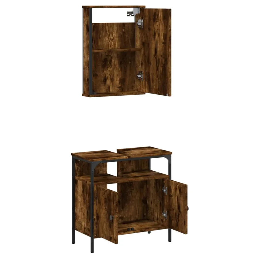Ensemble de meubles de salle de bain 2 pcs Chêne fumé - 5