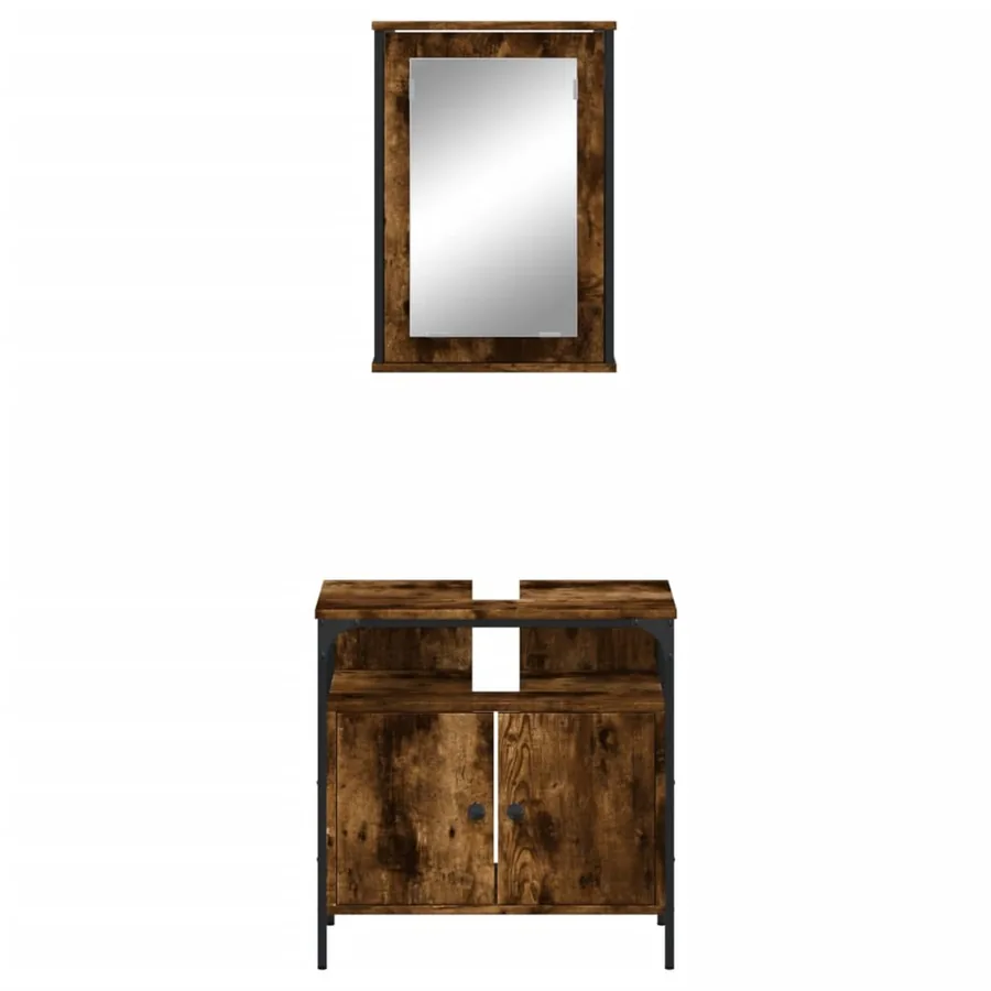 Ensemble de meubles de salle de bain 2 pcs Chêne fumé - 6