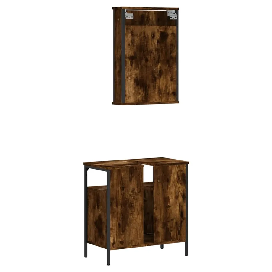 Ensemble de meubles de salle de bain 2 pcs Chêne fumé - 8