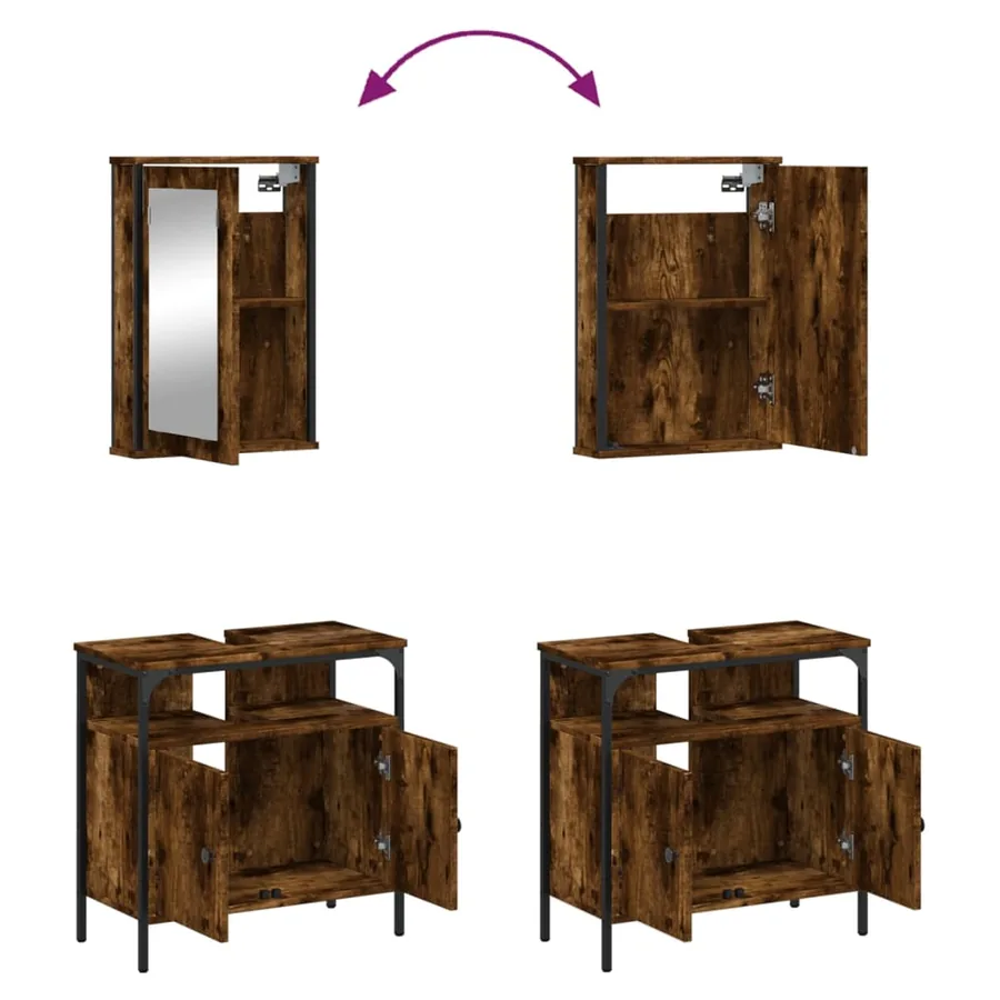 Ensemble de meubles de salle de bain 2 pcs Chêne fumé - 9