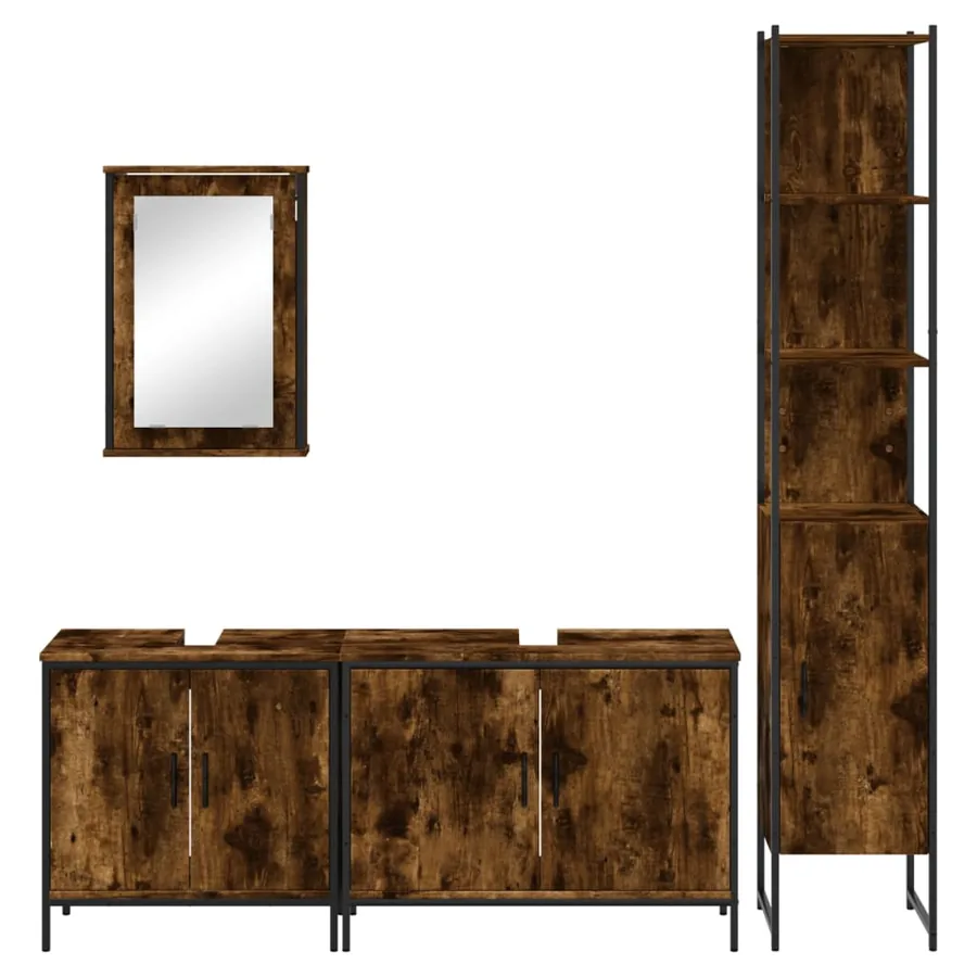 Ensemble de meubles de salle de bain 4 pcs Chêne fumé Bois - 6