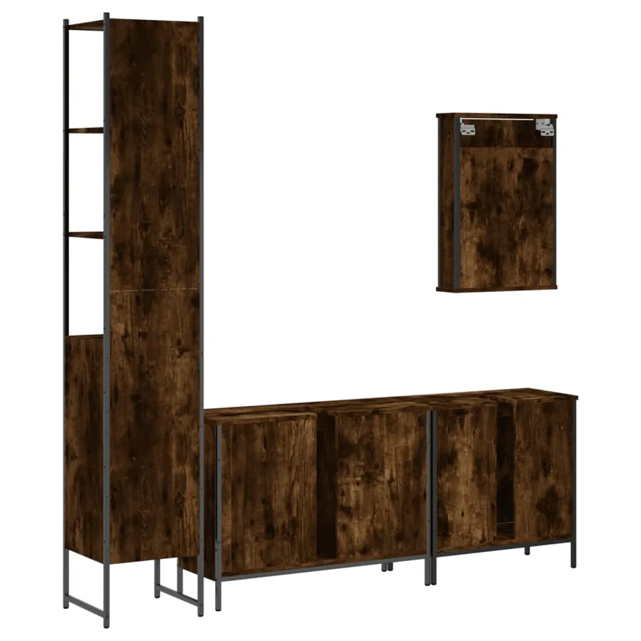 Ensemble de meubles de salle de bain 4 pcs Chêne fumé Bois - 8