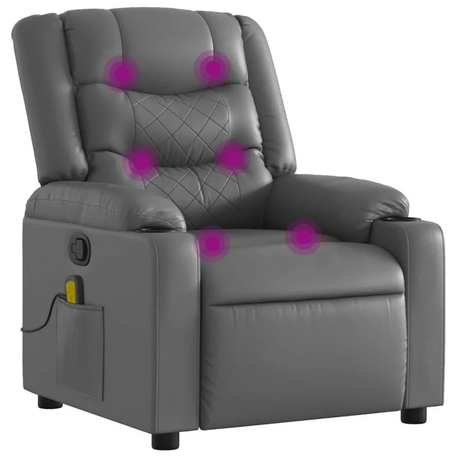 Fauteuil de massage inclinable gris similicuir - 2