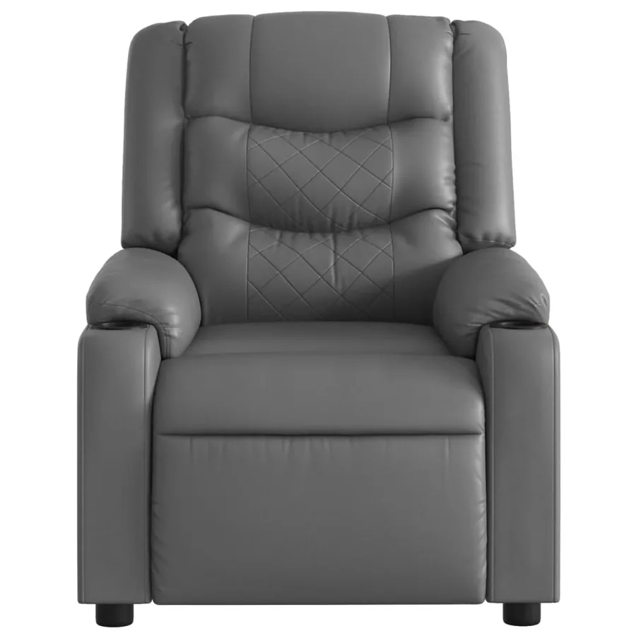 Fauteuil de massage inclinable gris similicuir - 7