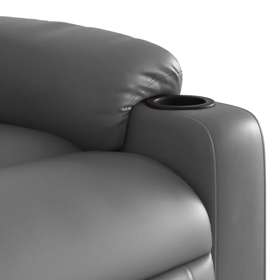 Fauteuil de massage inclinable gris similicuir - 9