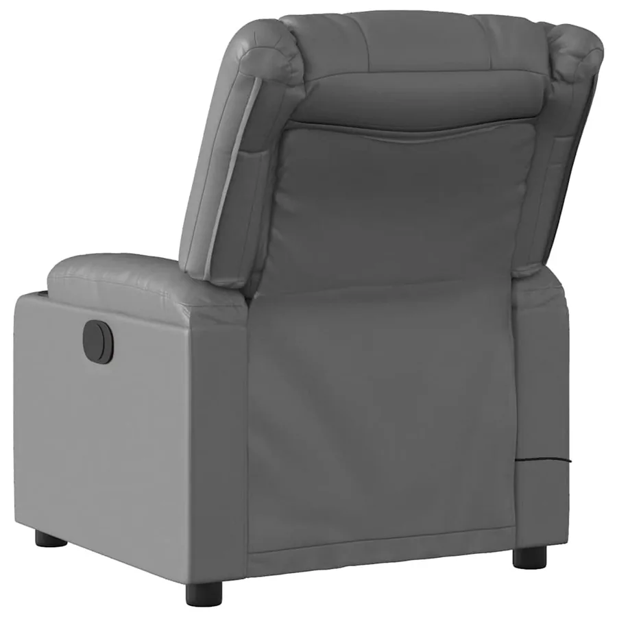 Fauteuil de massage inclinable électrique gris similicuir - 5