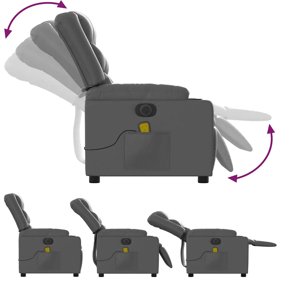 Fauteuil de massage inclinable électrique gris similicuir - 7