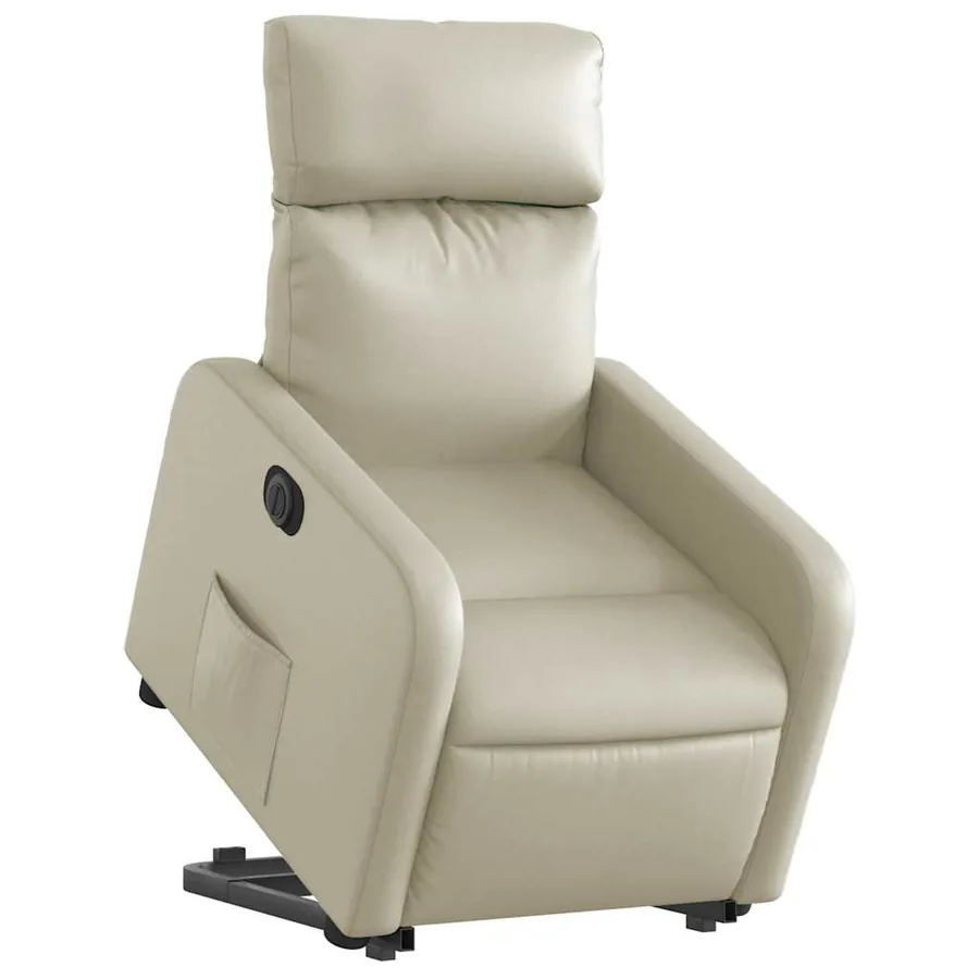 Fauteuil inclinable électrique crème similicuir - 3