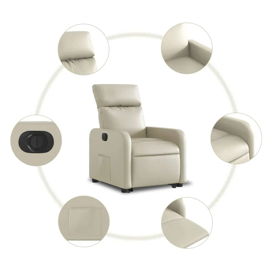 Fauteuil inclinable électrique crème similicuir - 8