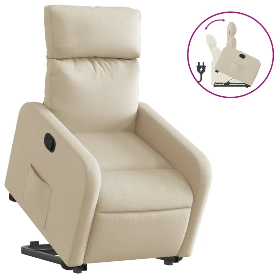 Fauteuil inclinable Crème Tissu - 2