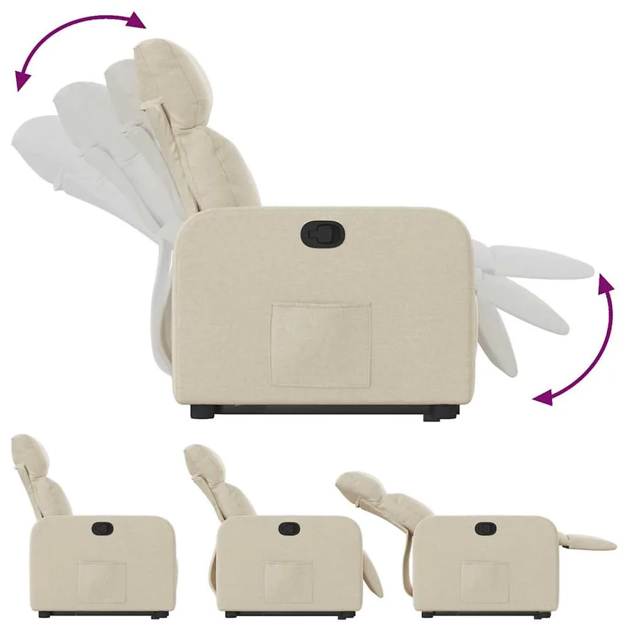 Fauteuil inclinable Crème Tissu - 7