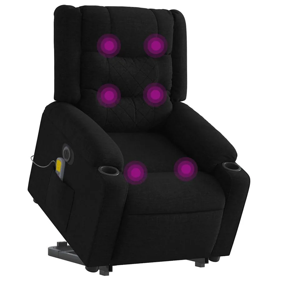 Fauteuil inclinable de massage électrique Noir Tissu - 3
