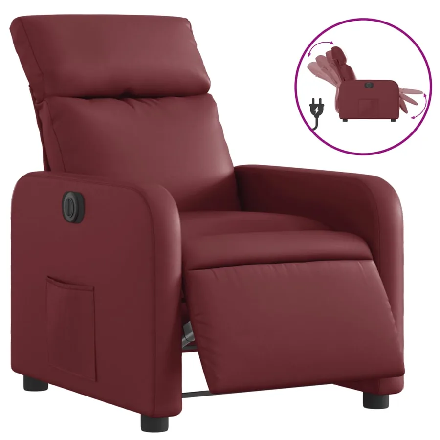 Fauteuil inclinable électrique Rouge bordeaux Similicuir - 2