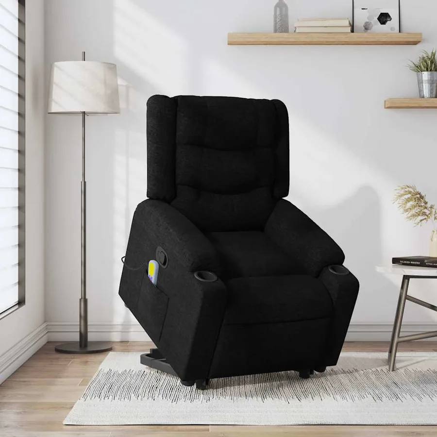 Fauteuil de massage inclinable Noir Tissu - 16