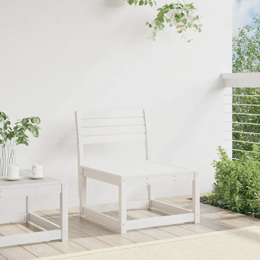Canapé de jardin blanc bois de pin massif - 3