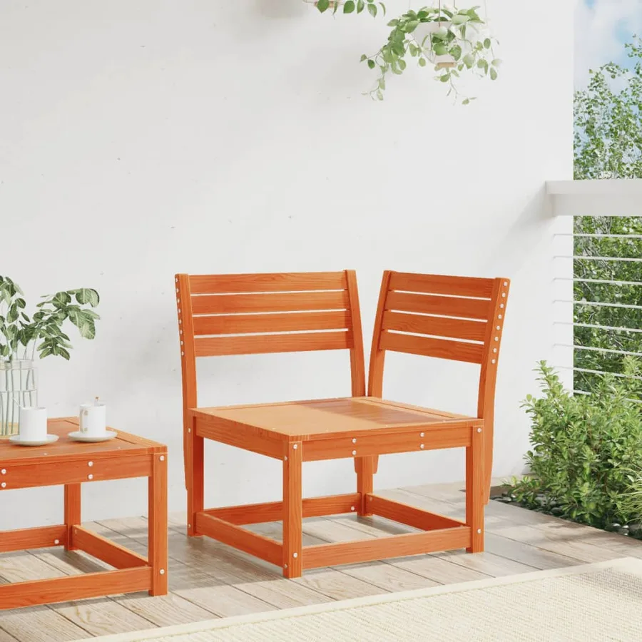 Canapé d'angle de jardin cire marron 73x73x78cm bois pin massif - 3