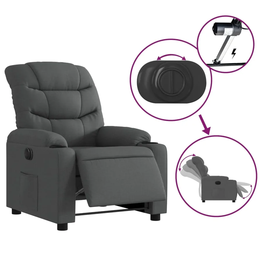 Fauteuil inclinable électrique Gris foncé Tissu - 6