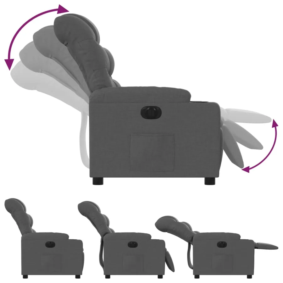 Fauteuil inclinable électrique Gris foncé Tissu - 7