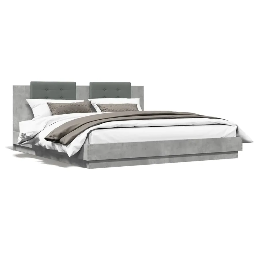Cadre de lit avec LED sans matelas gris béton 200x200 cm - 5