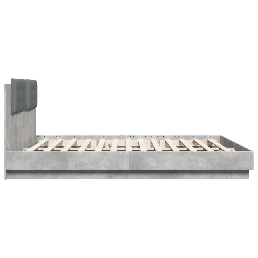 Cadre de lit avec LED sans matelas gris béton 200x200 cm - 7