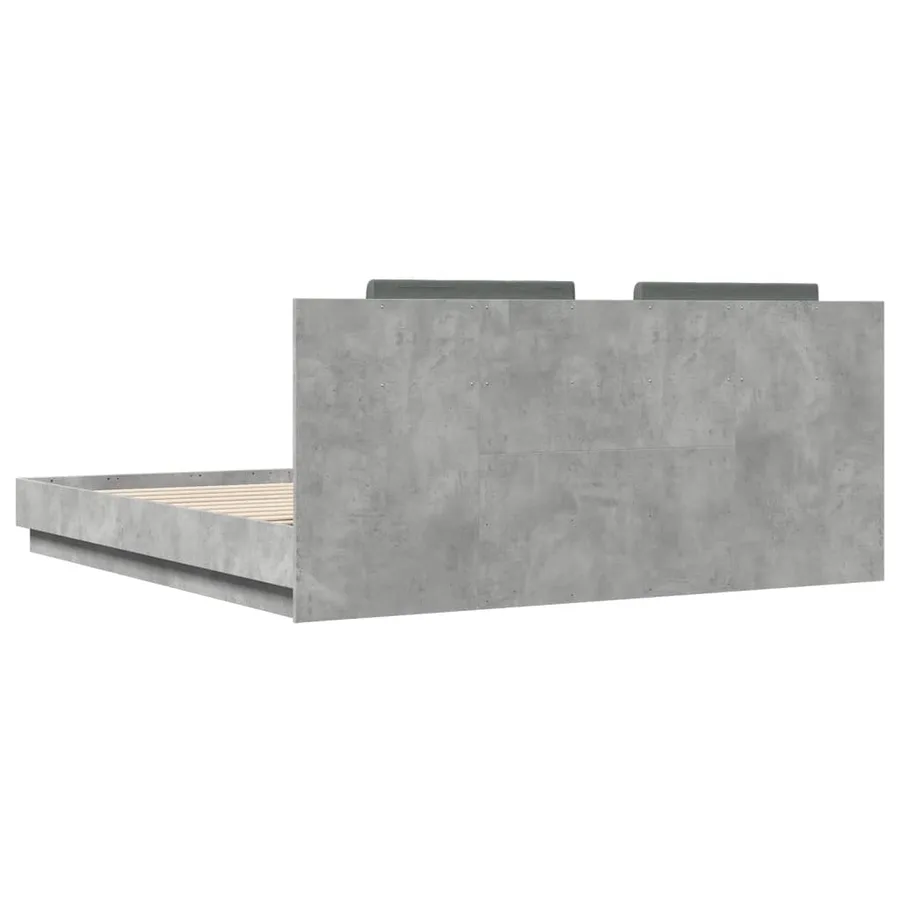 Cadre de lit avec LED sans matelas gris béton 200x200 cm - 8