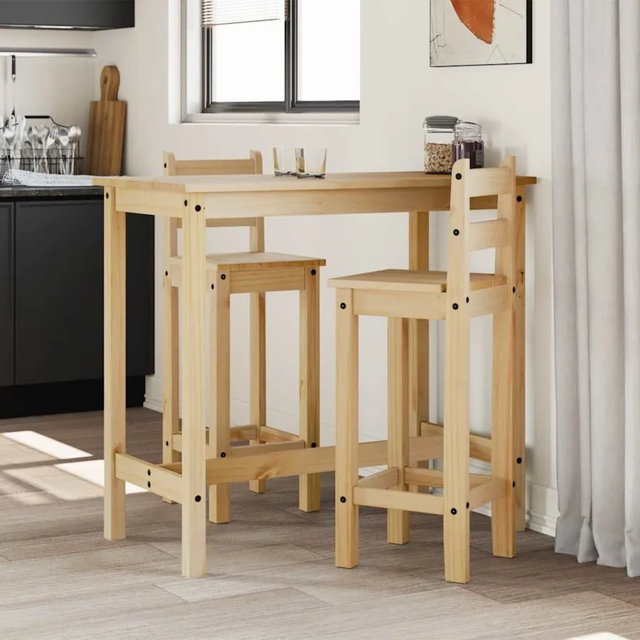 Chaises de bar lot de 2 bois de pin solide