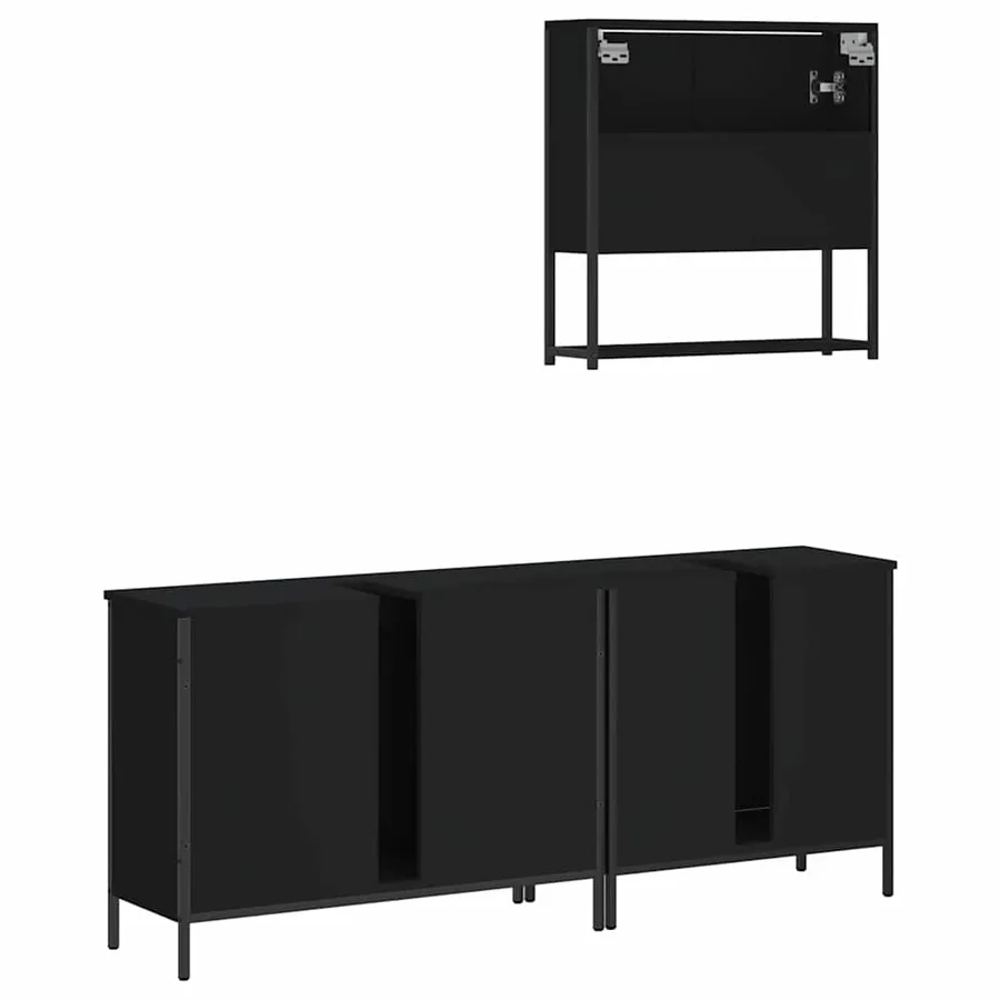 Ensemble de meubles salle de bain 3 pcs noir bois d'ingénierie - 8