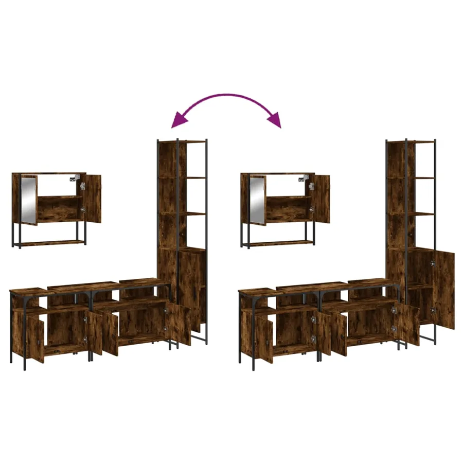 Ensemble de meubles de salle de bain 4 pcs Chêne fumé Bois - 9