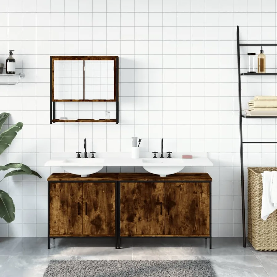 Ensemble de meubles de salle de bain 3 pcs Chêne fumé - 3