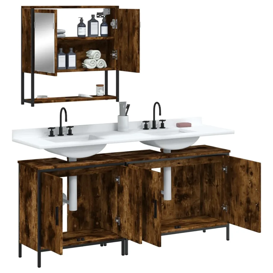 Ensemble de meubles de salle de bain 3 pcs Chêne fumé - 4