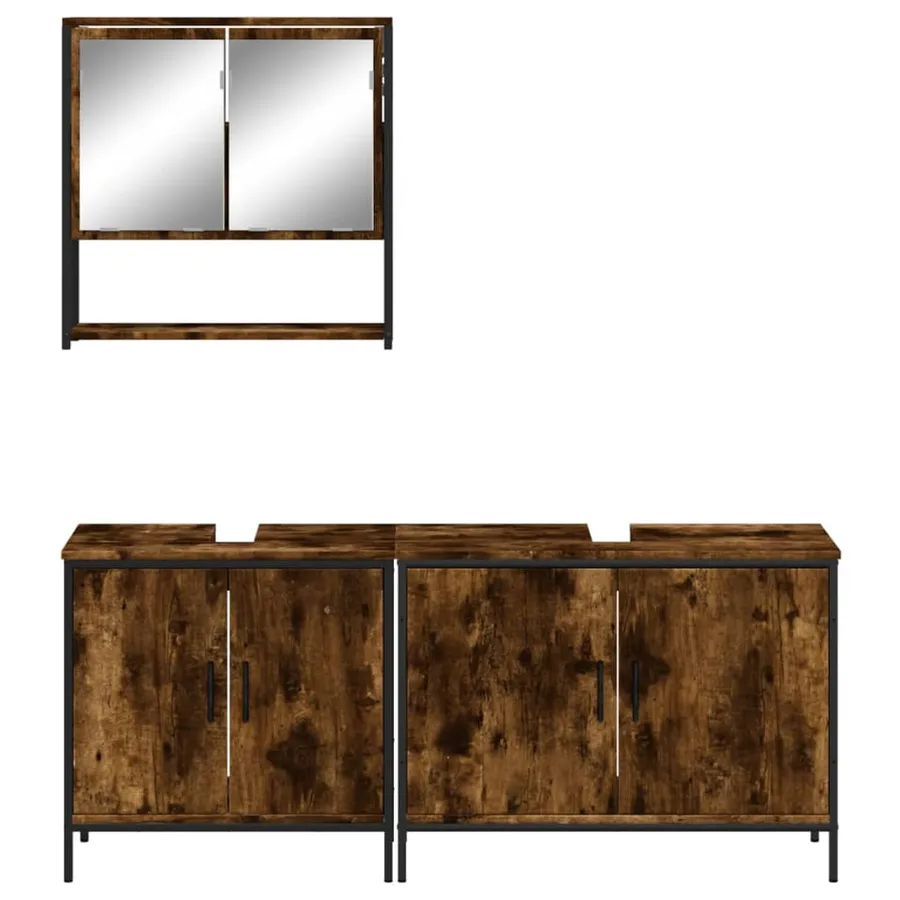 Ensemble de meubles de salle de bain 3 pcs Chêne fumé - 5