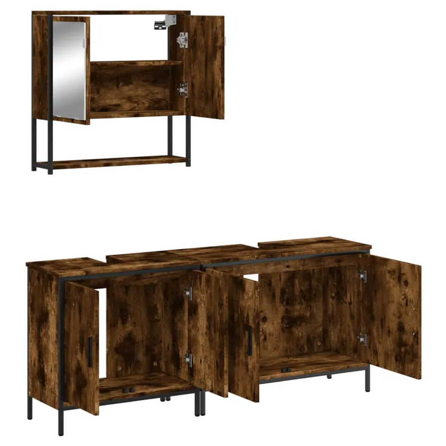 Ensemble de meubles de salle de bain 3 pcs Chêne fumé - 6