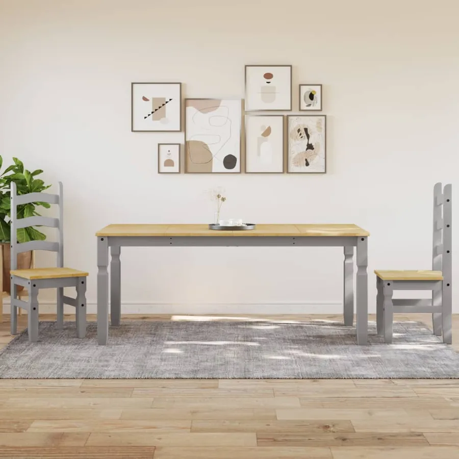 Table à manger Corona gris 180x90x75 cm bois massif de pin - 3