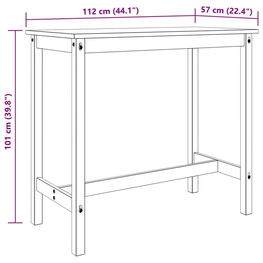 Ensemble de bar 5 pcs Bois de pin massif - 14