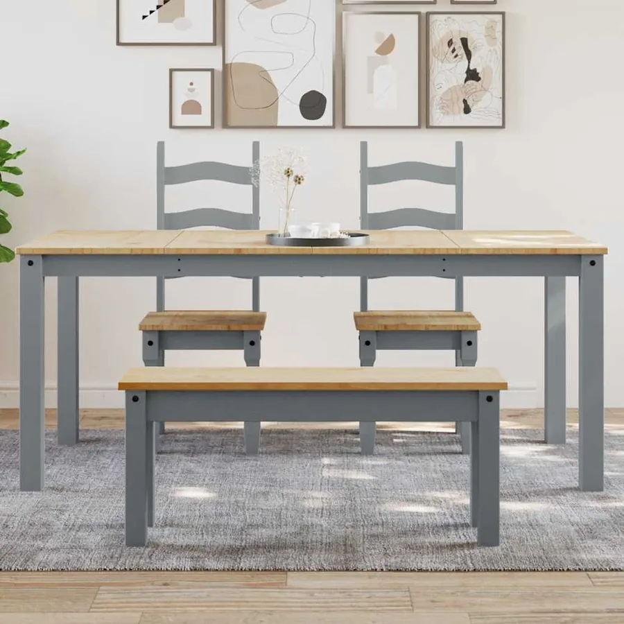 Table à manger PANAMA gris 180x90x75 cm bois massif de pin