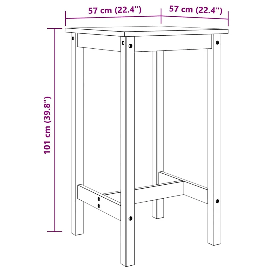 Ensemble de bar 3 pcs Bois de pin massif - 14