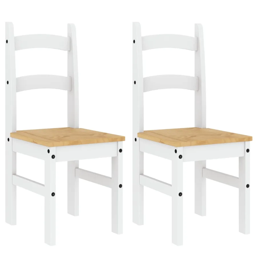 Chaises à manger lot de 2 blanc 40x46x99 cm bois massif de pin - 2